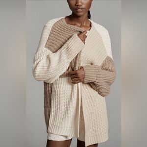 Anthropologie Porridge Clothing Color-block Neutral Knit Cardigan